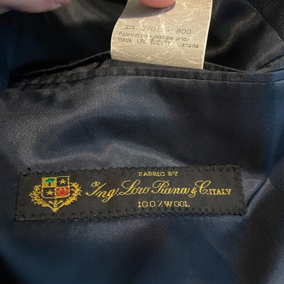 Loro Piana Men 46R Suit Jacket 3 Button Blue Plaid 100% Wool Sport Coat Lined - Picture 11 of 12